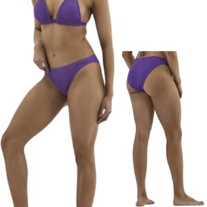 No Boundaries Purple Sparkle Mesh High-Leg Bikini Bottoms XL 16/18 NWT‎